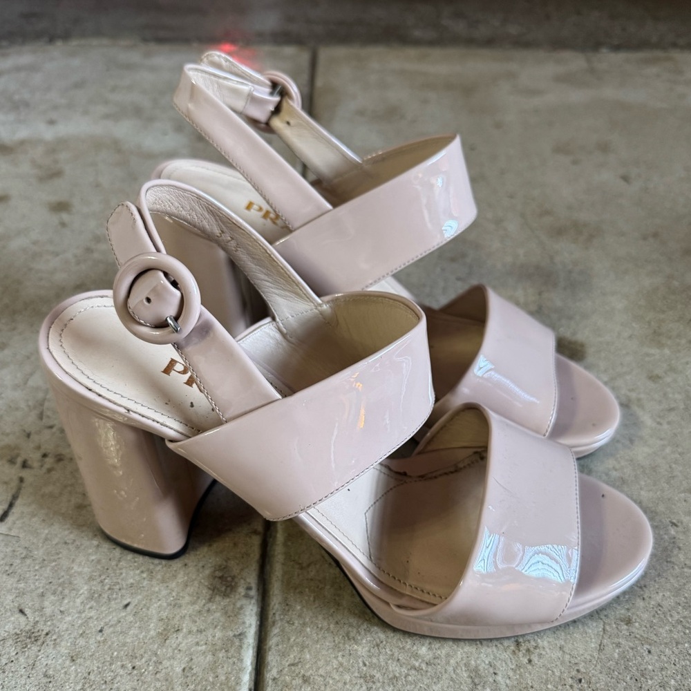Prada Patent Leather Slingback Sandals